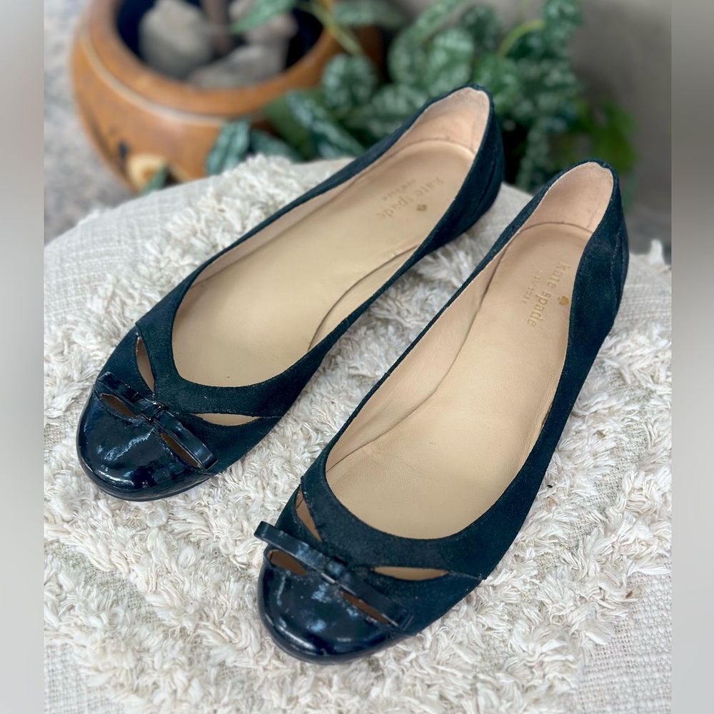 Kate Spade Holland Black Ballet Bow Flats Size 9.5